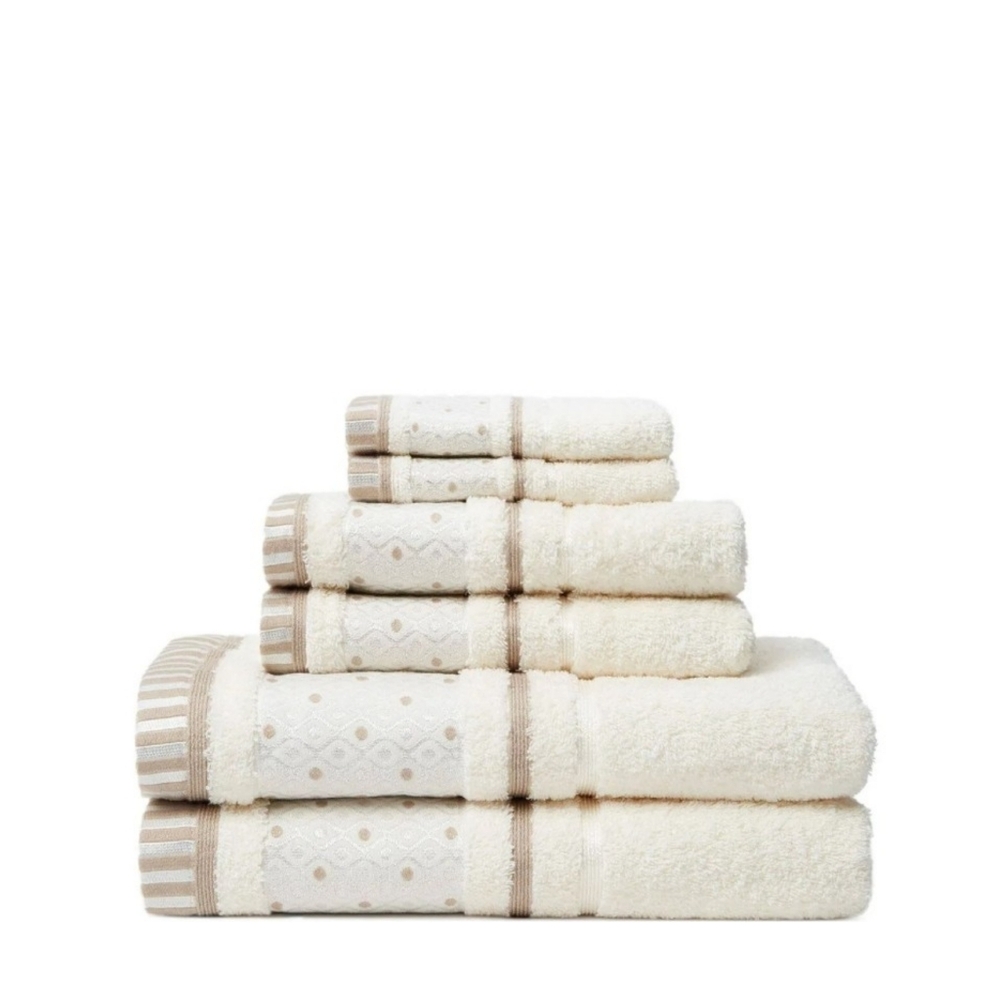 Balio 100% Turkish Cotton Bath Towel 6 Piece Set Creme